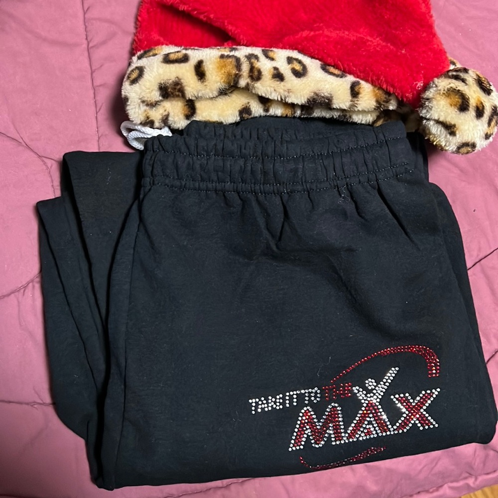 Keep warm with these blinged out Take It To The Max sweat pants
